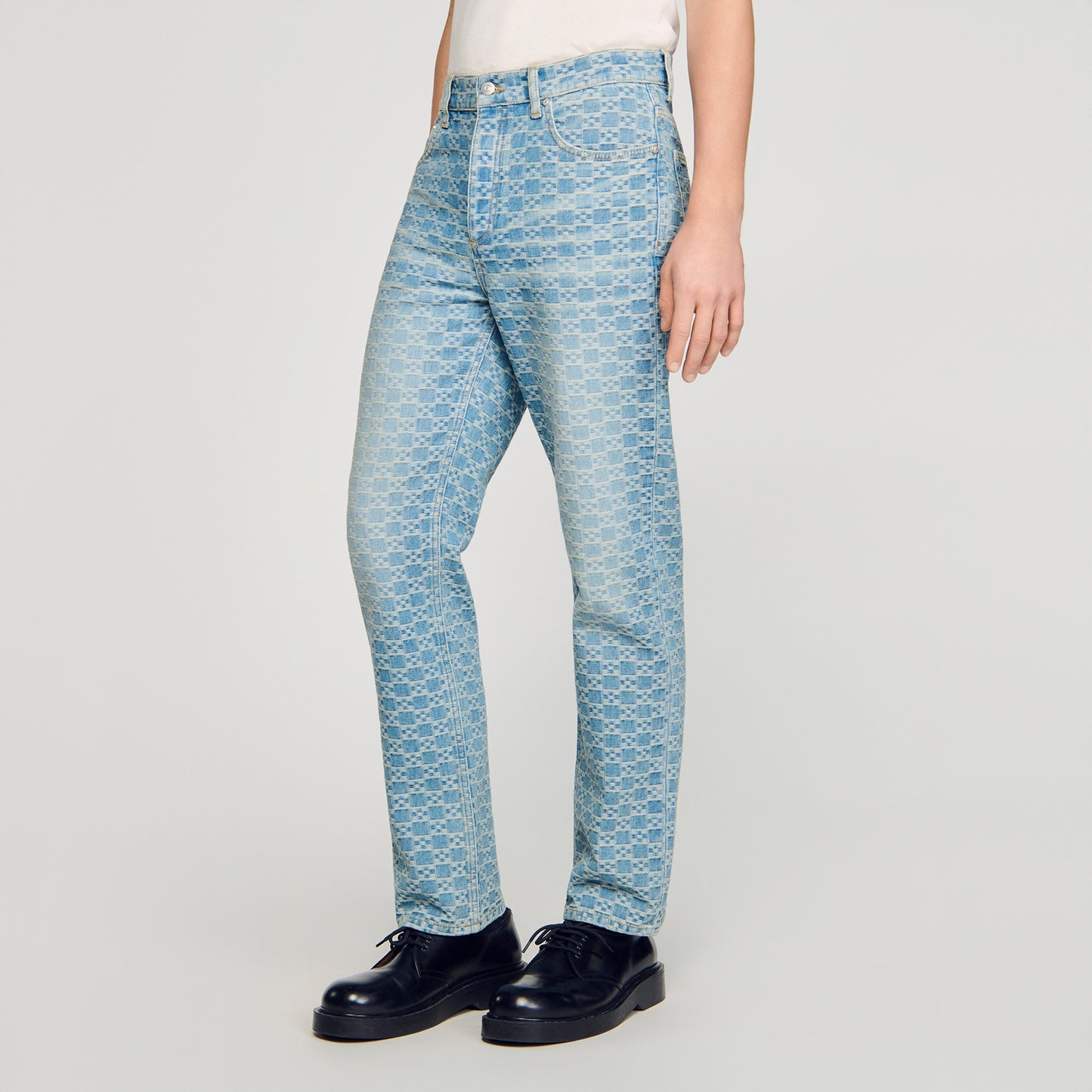 Regular Sanded Cross Regular-Fit Square Cross Jeans SKY BLUE
