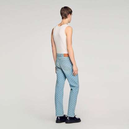 Regular Sanded Cross Regular-Fit Square Cross Jeans SKY BLUE