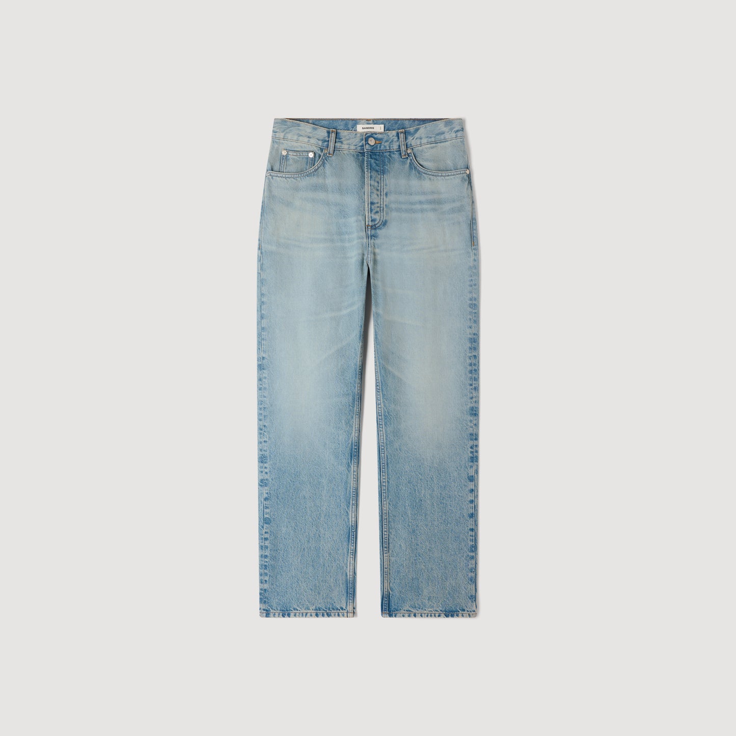 Loose Vintage Blue Faded Wide-Leg Jeans Blue Vintage - Denim