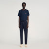Jersey Pli Elasticated Straight-Leg Trousers Navy Blue