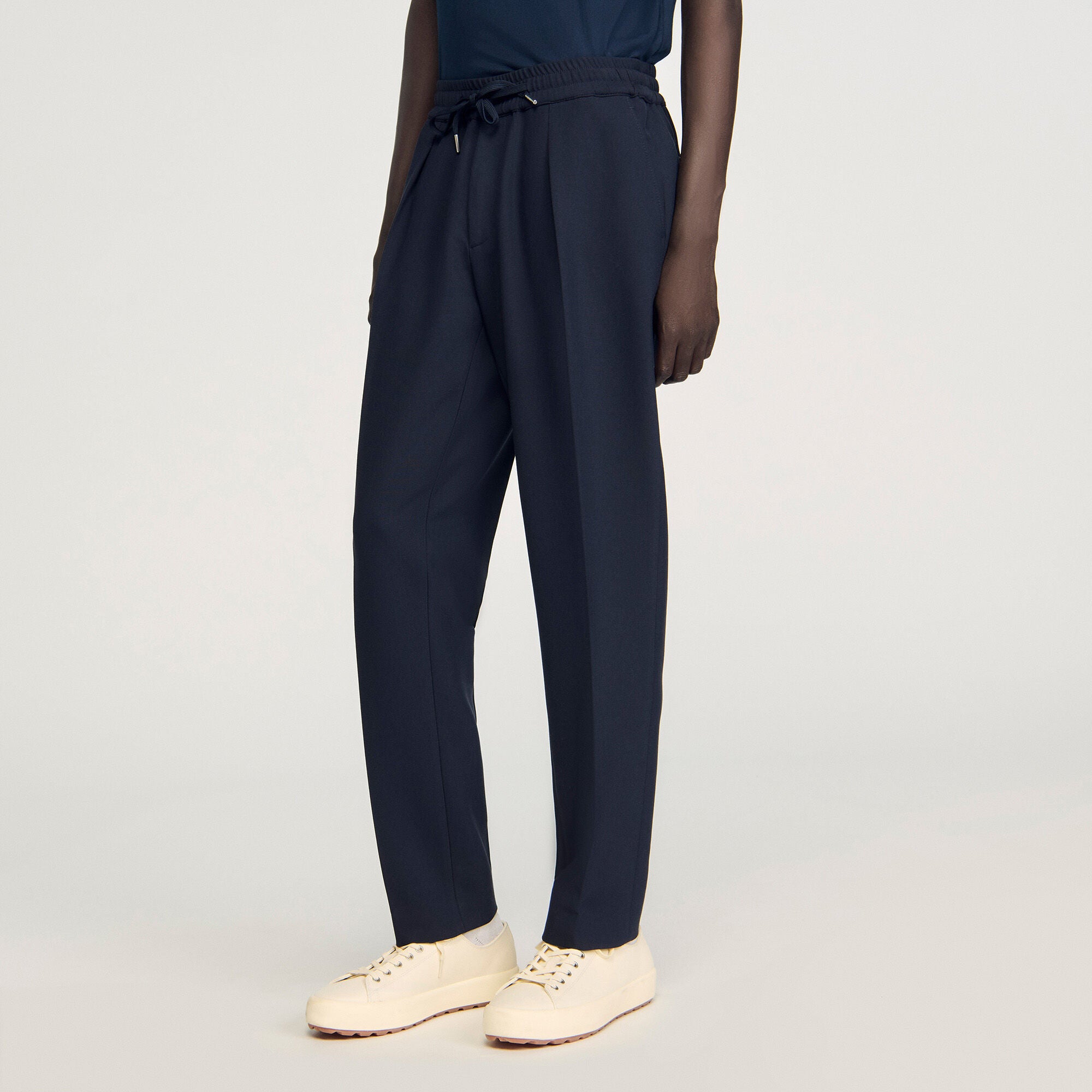 Jersey Pli  Elastic waist Trousers Black
