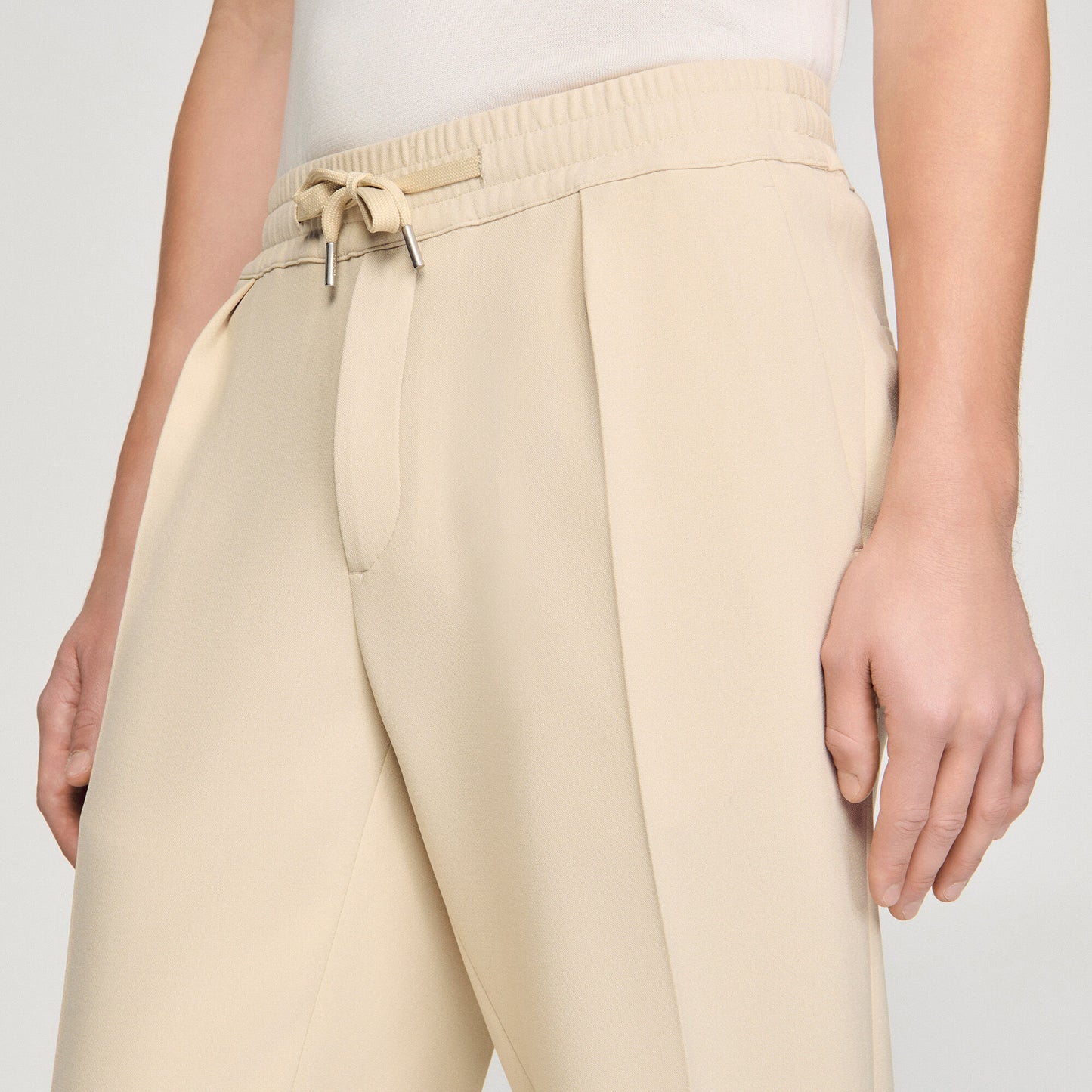 Jersey Pli Elasticated Straight-Leg Trousers Oats