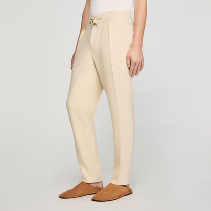 Jersey Pli Elasticated Straight-Leg Trousers Oats