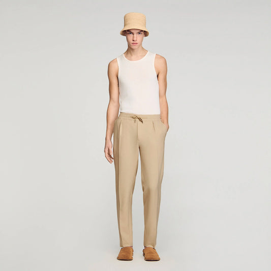 Jersey Pli  Elastic waist Trousers Cappucino