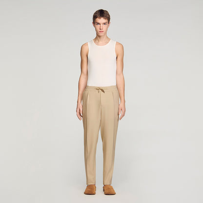Jersey Pli  Elastic waist Trousers Cappucino
