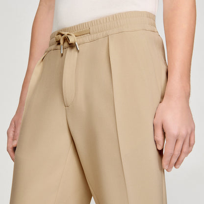 Jersey Pli  Elastic waist Trousers Cappucino