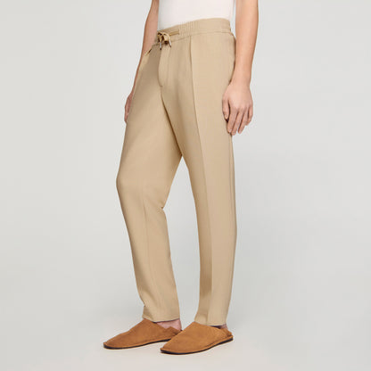 Jersey Pli  Elastic waist Trousers Cappucino
