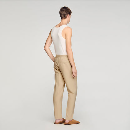 Jersey Pli  Elastic waist Trousers Cappucino