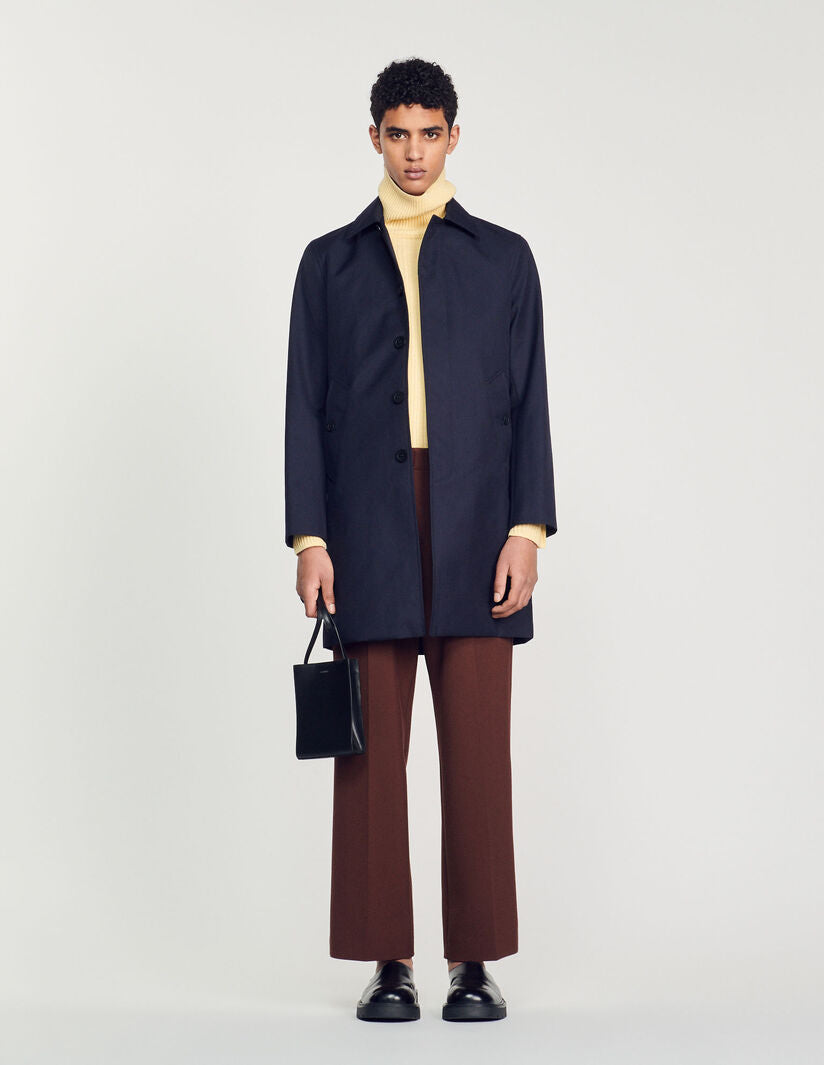 Straight-Cut Waterproof Jacket Navy Blue
