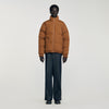 Puffy Jacket Hooded Puffer With High Collar Cognac