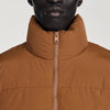 Puffy Jacket Hooded Puffer With High Collar Cognac