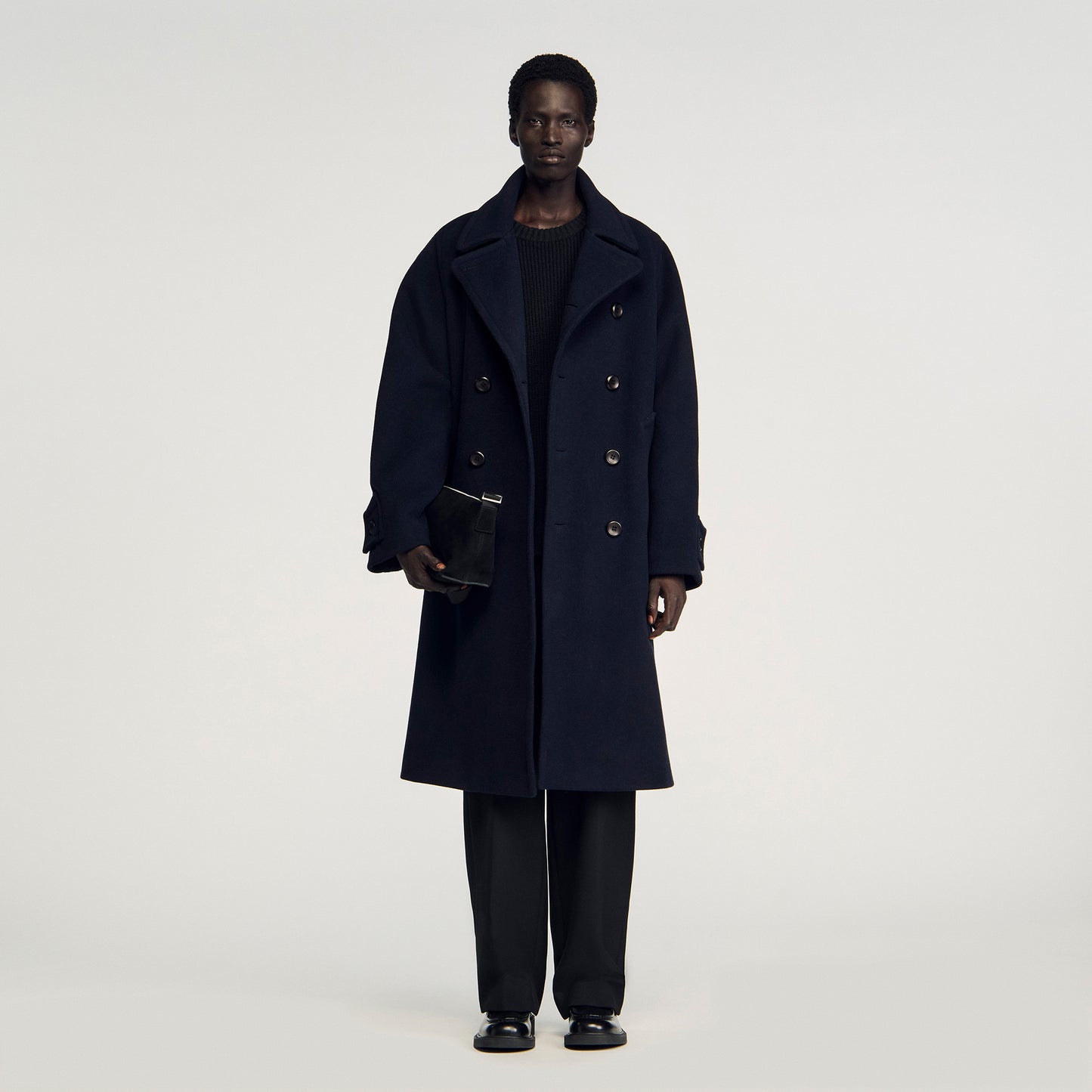 Otto Coat Double-Breasted Wool Coat Navy Blue