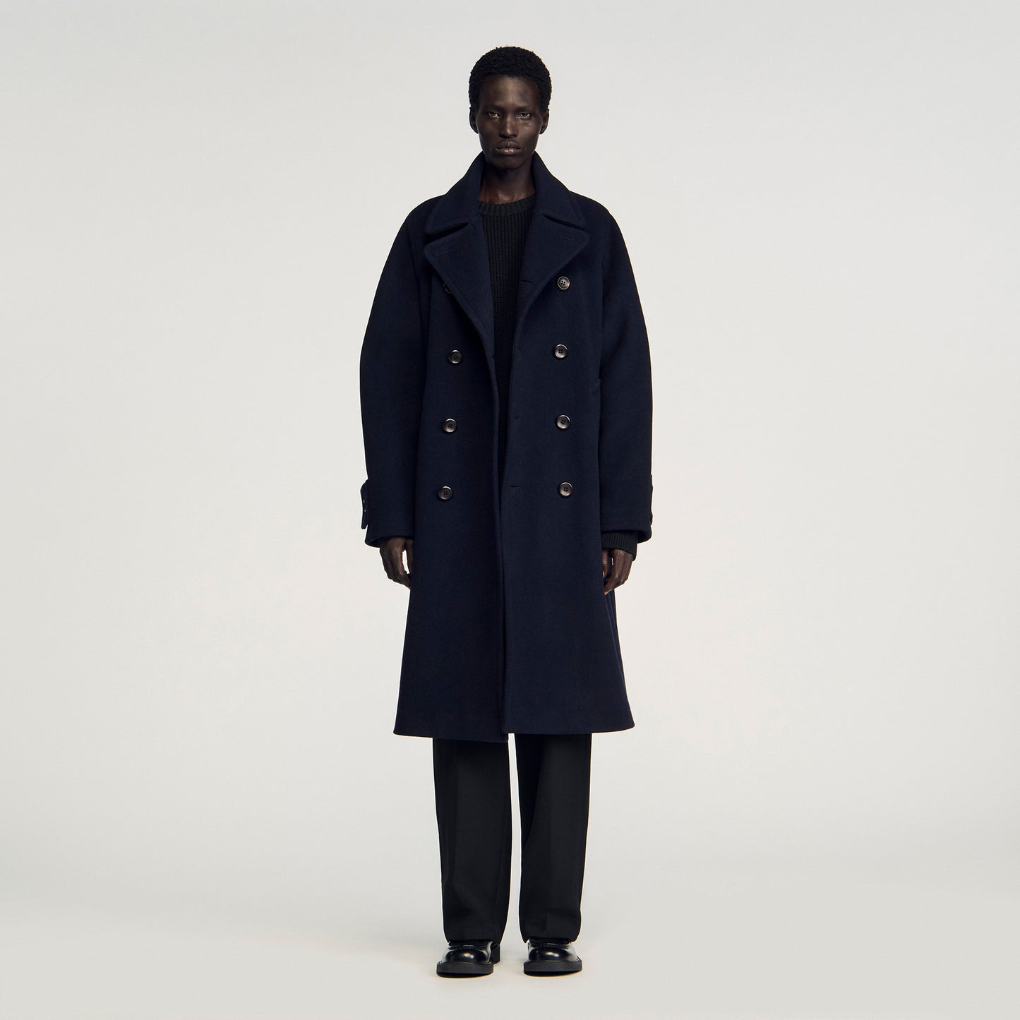 Otto Coat Double-Breasted Wool Coat Navy Blue