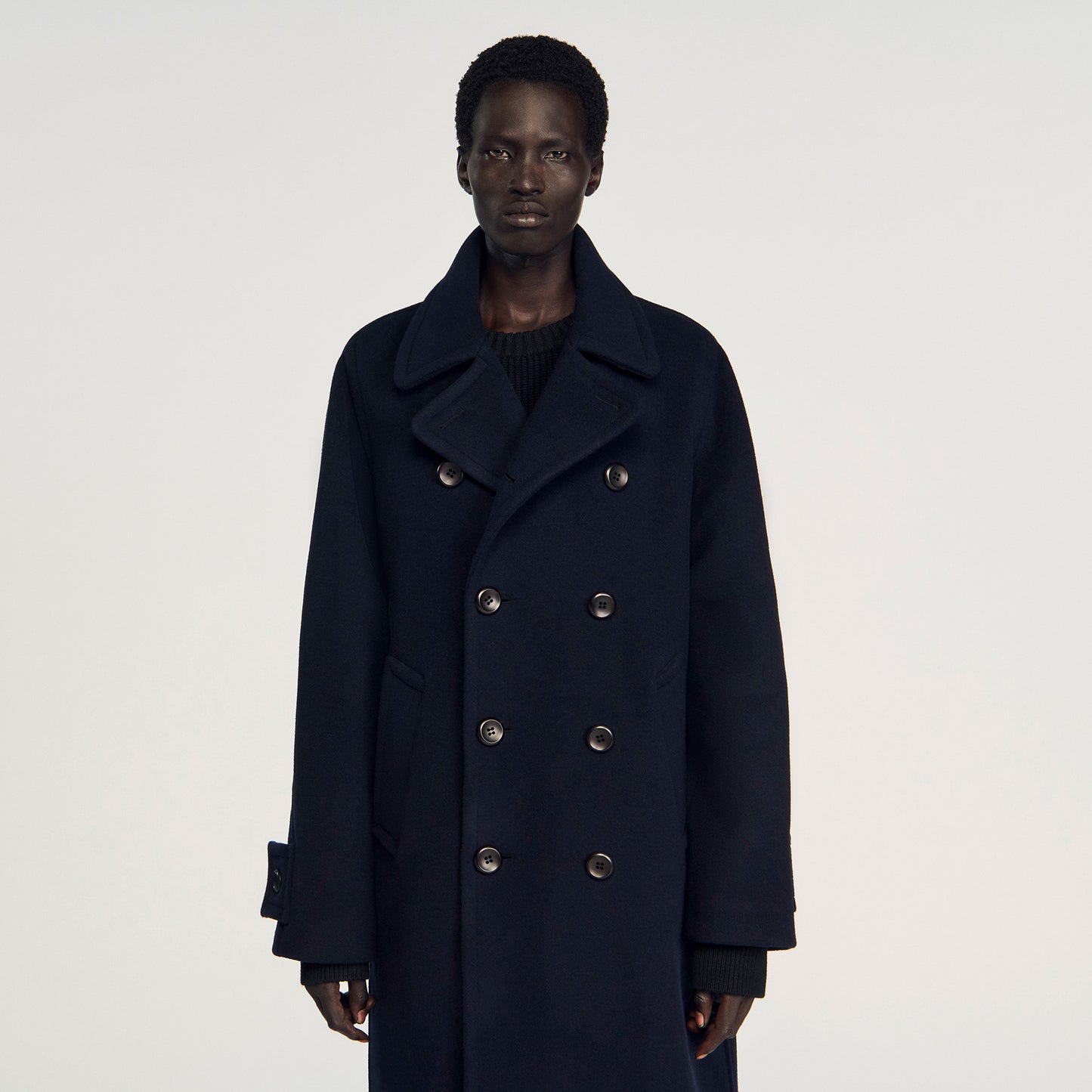 Otto Coat Double-Breasted Wool Coat Navy Blue
