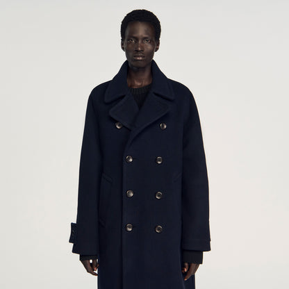 Otto Coat Double-Breasted Wool Coat Navy Blue