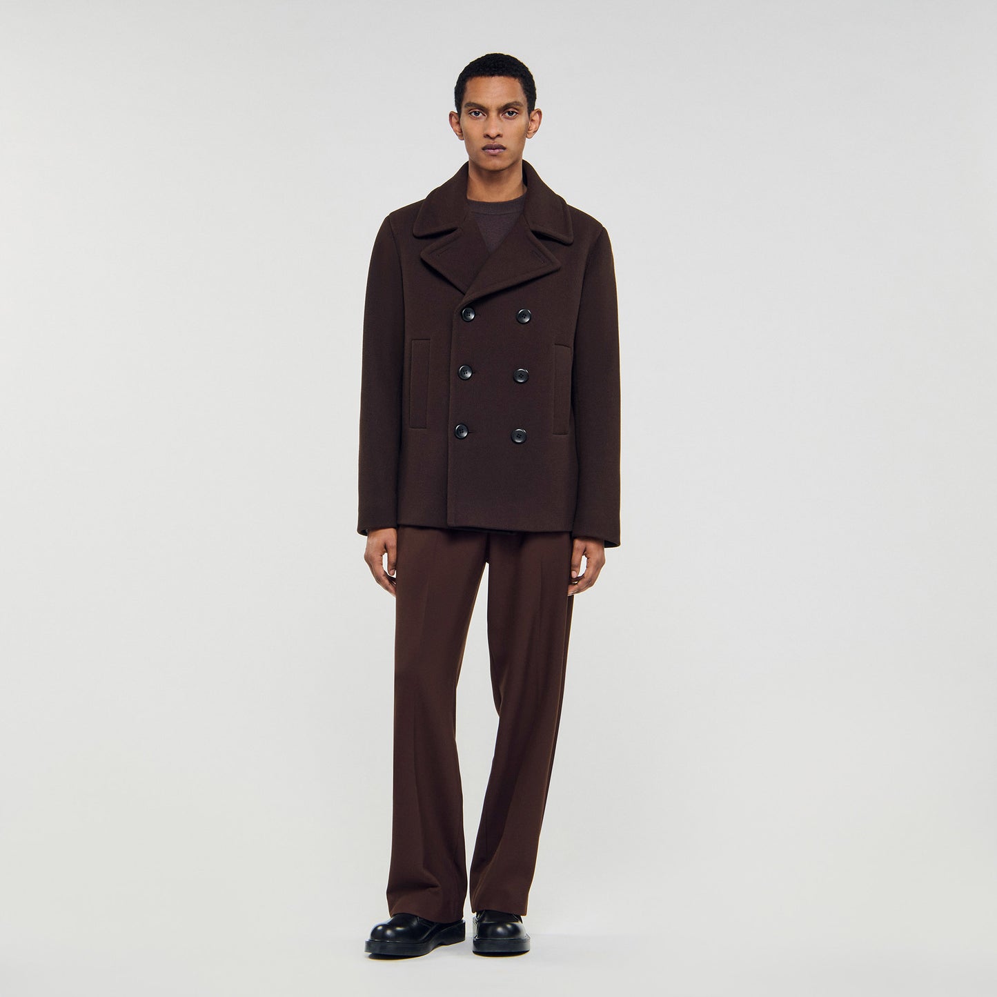 Peacoat Wool Pea Coat Chocolate