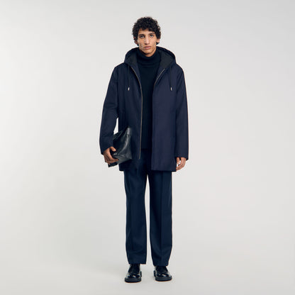 Minimalist Tech Parka Hooded padded parka Navy Blue