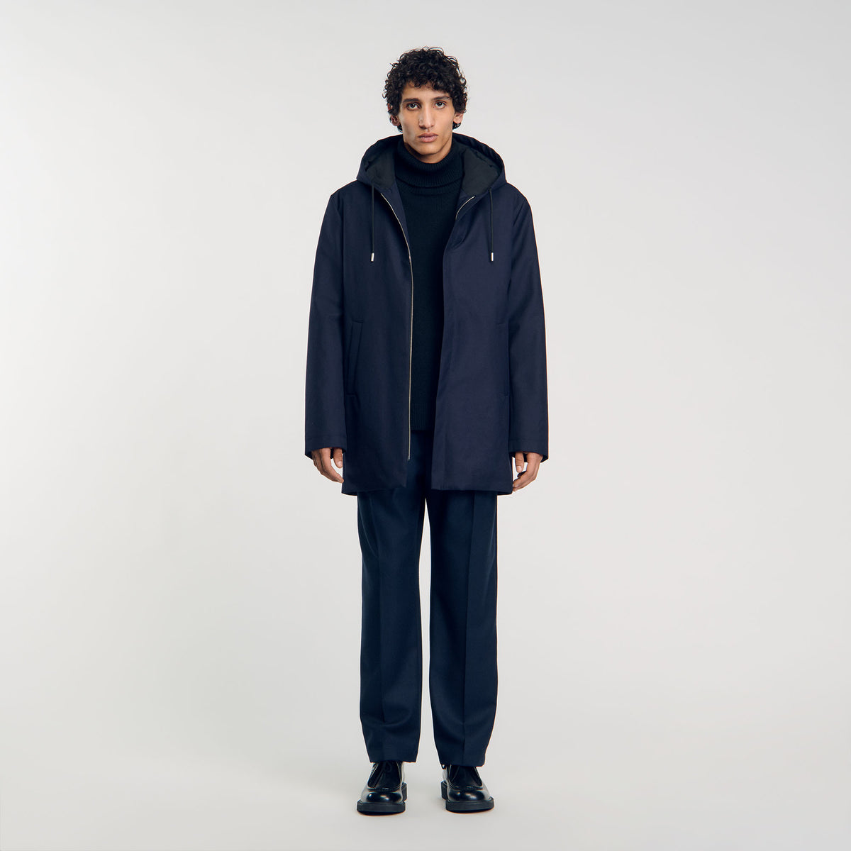 Minimalist Tech Parka Hooded padded parka Navy Blue