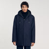 Minimalist Tech Parka Hooded padded parka Navy Blue