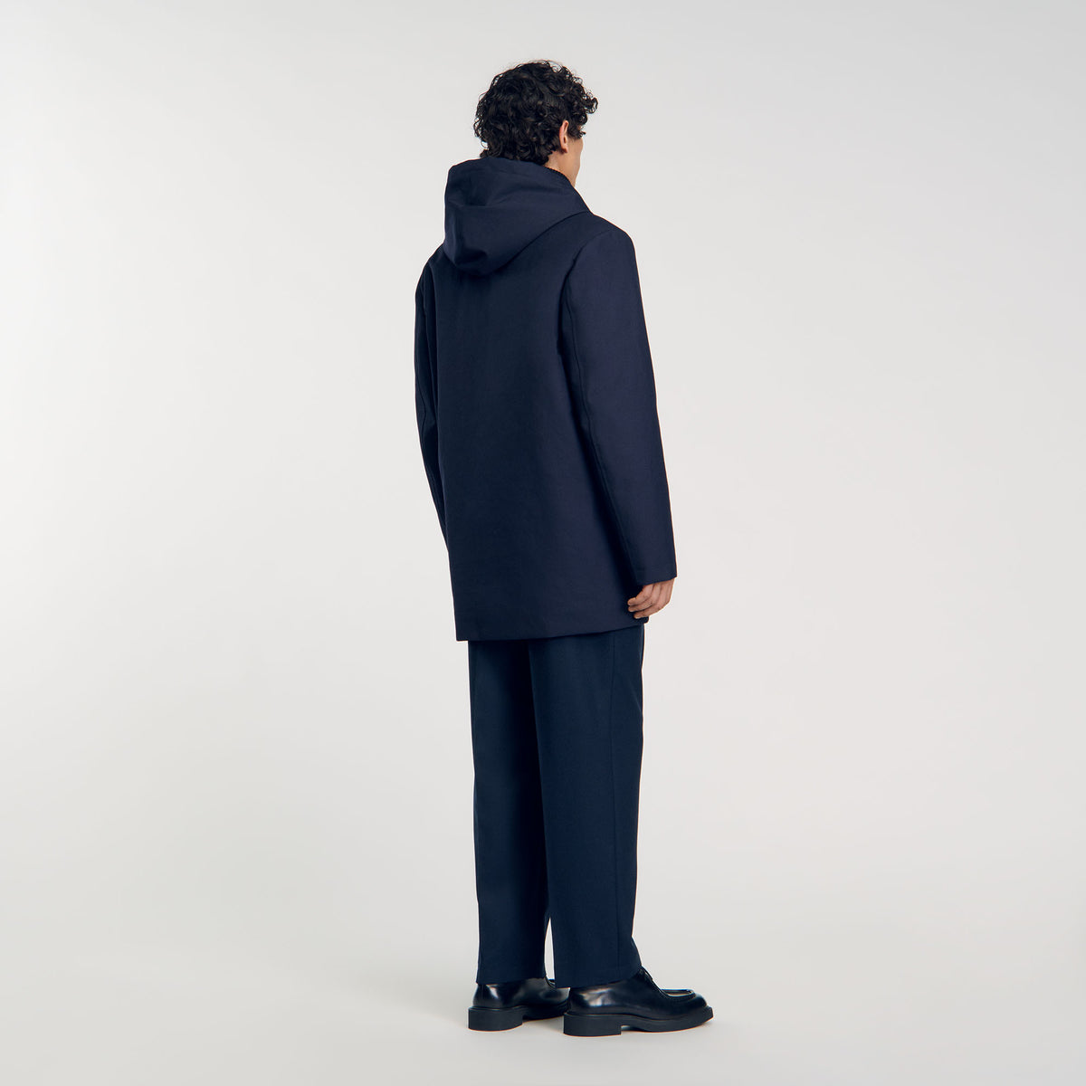 Minimalist Tech Parka Hooded padded parka Navy Blue