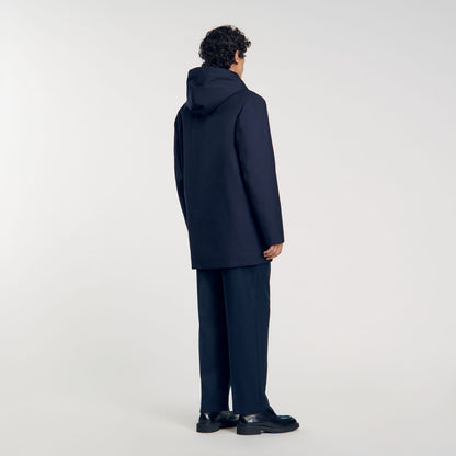 Minimalist Tech Parka Hooded padded parka Navy Blue