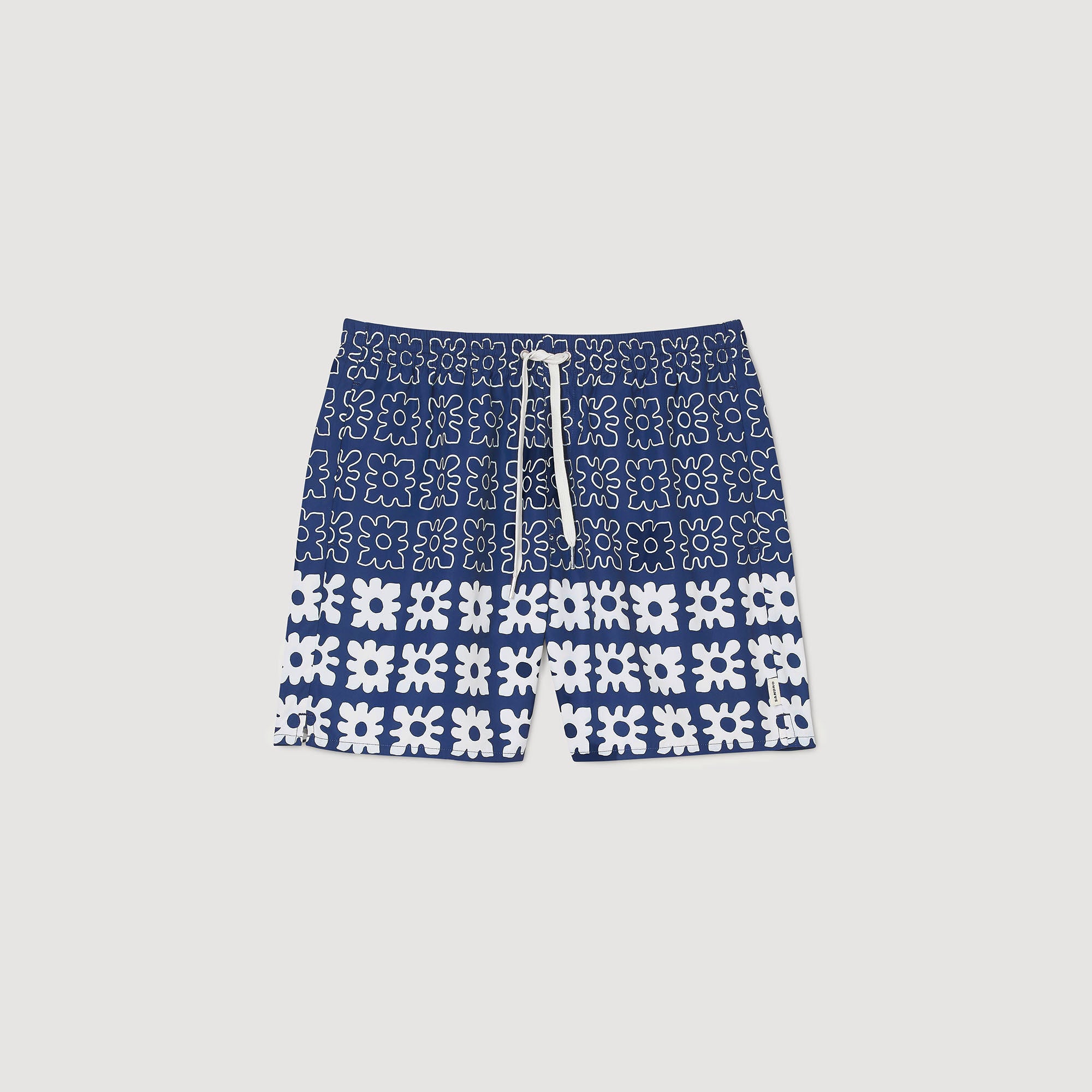  Vintage Flower Swim Floral Print Swim Trunks Midnight Blue