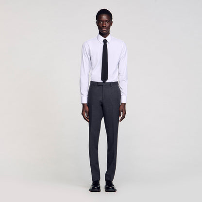 Wool Suit Trousers Mocked Grey