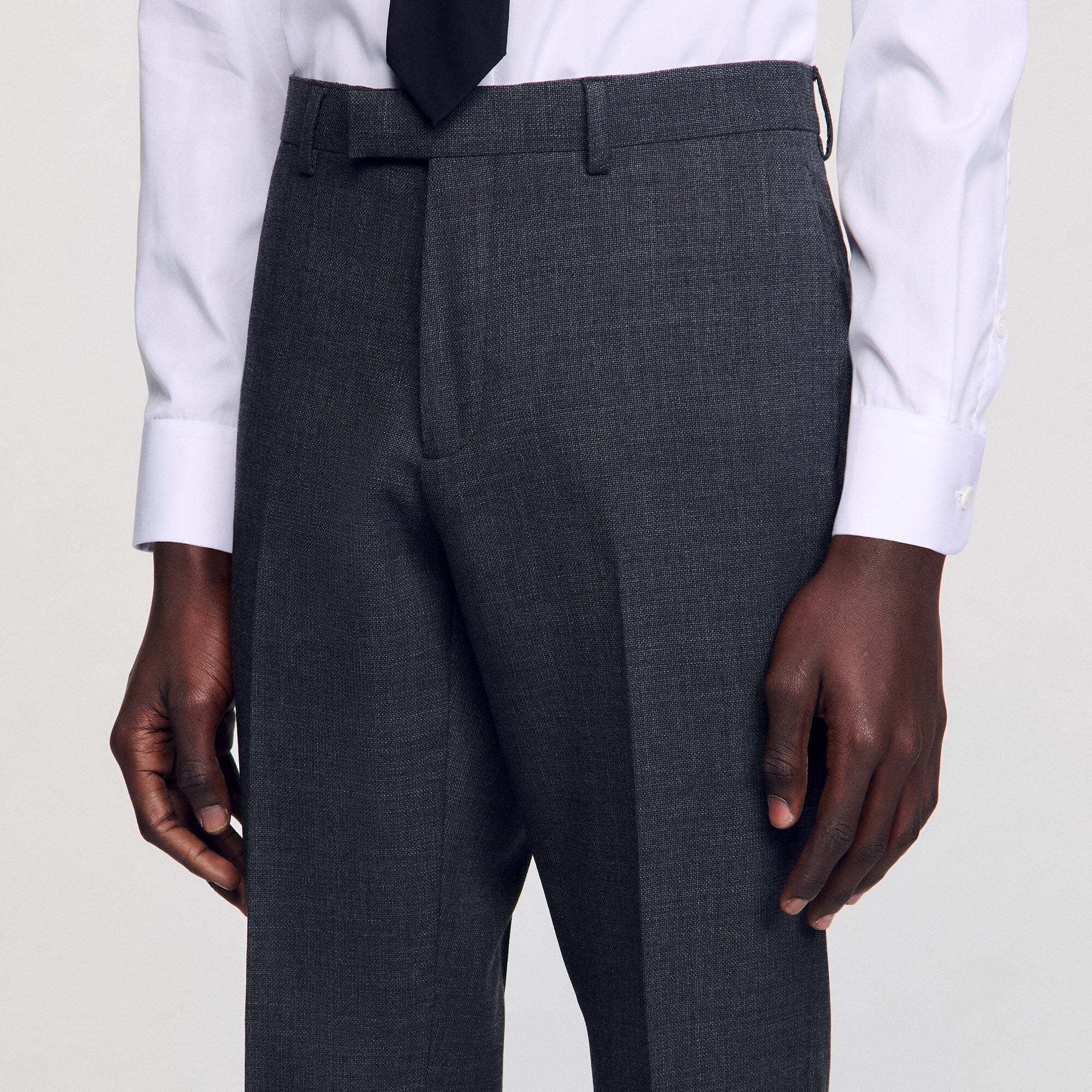 Wool Suit Trousers Mocked Grey