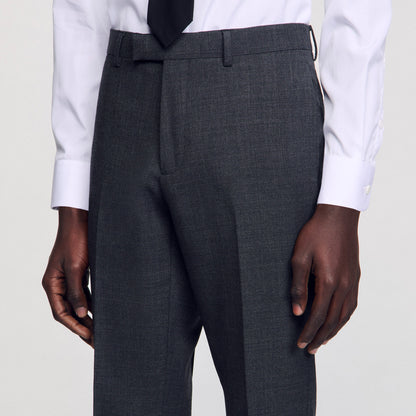 Wool Suit Trousers Mocked Grey