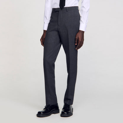 Wool Suit Trousers Mocked Grey