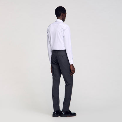 Wool Suit Trousers Mocked Grey
