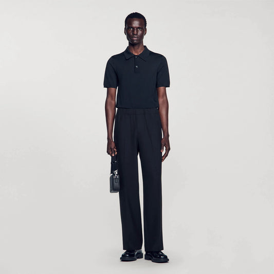 Large Jersey Wide-Leg Pants Black