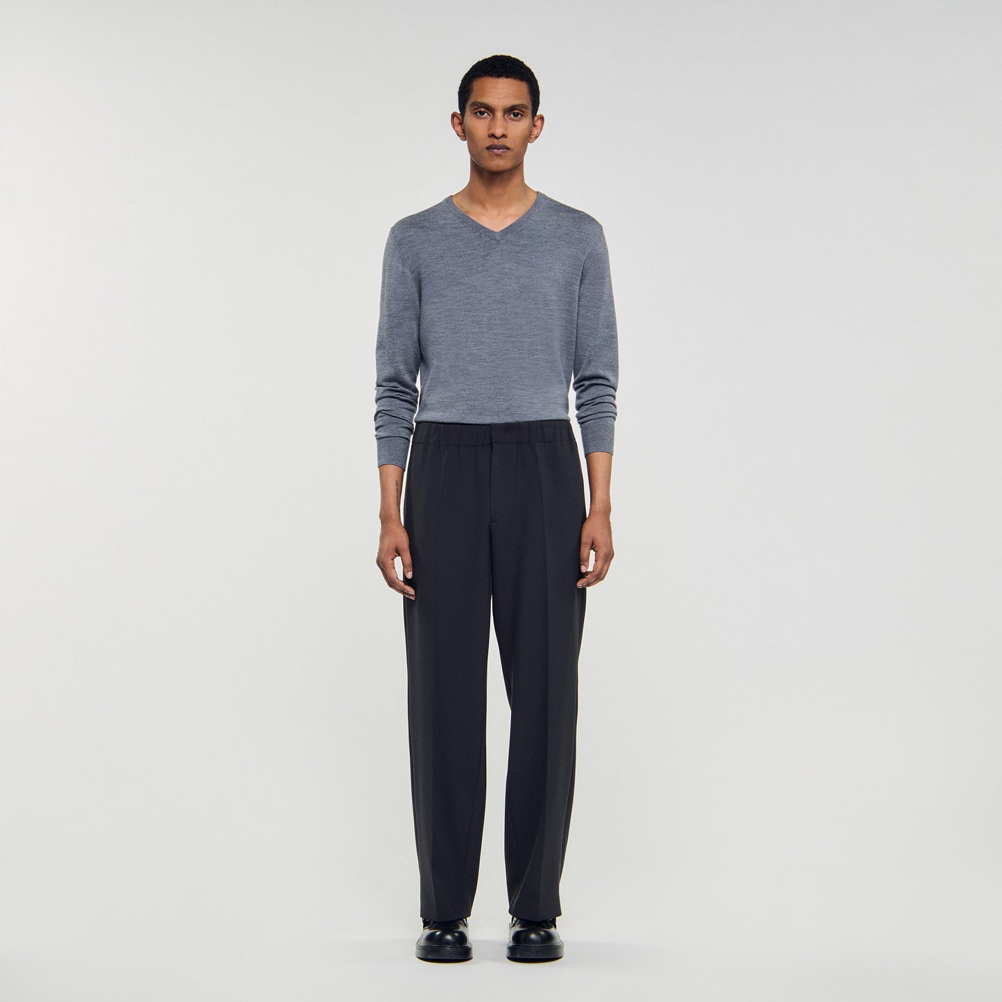 Large Jersey Wide-Leg Trousers Dark Grey