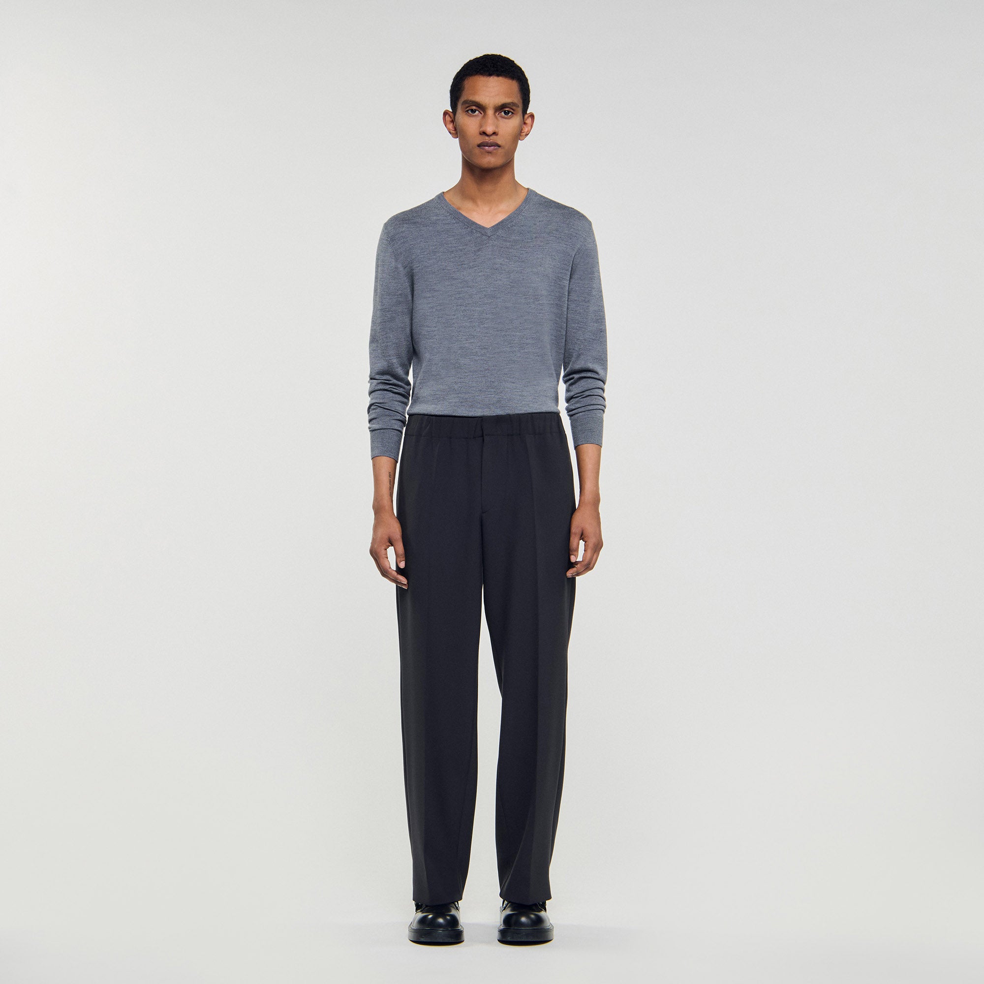 Large Jersey Wide-Leg Trousers Dark Grey