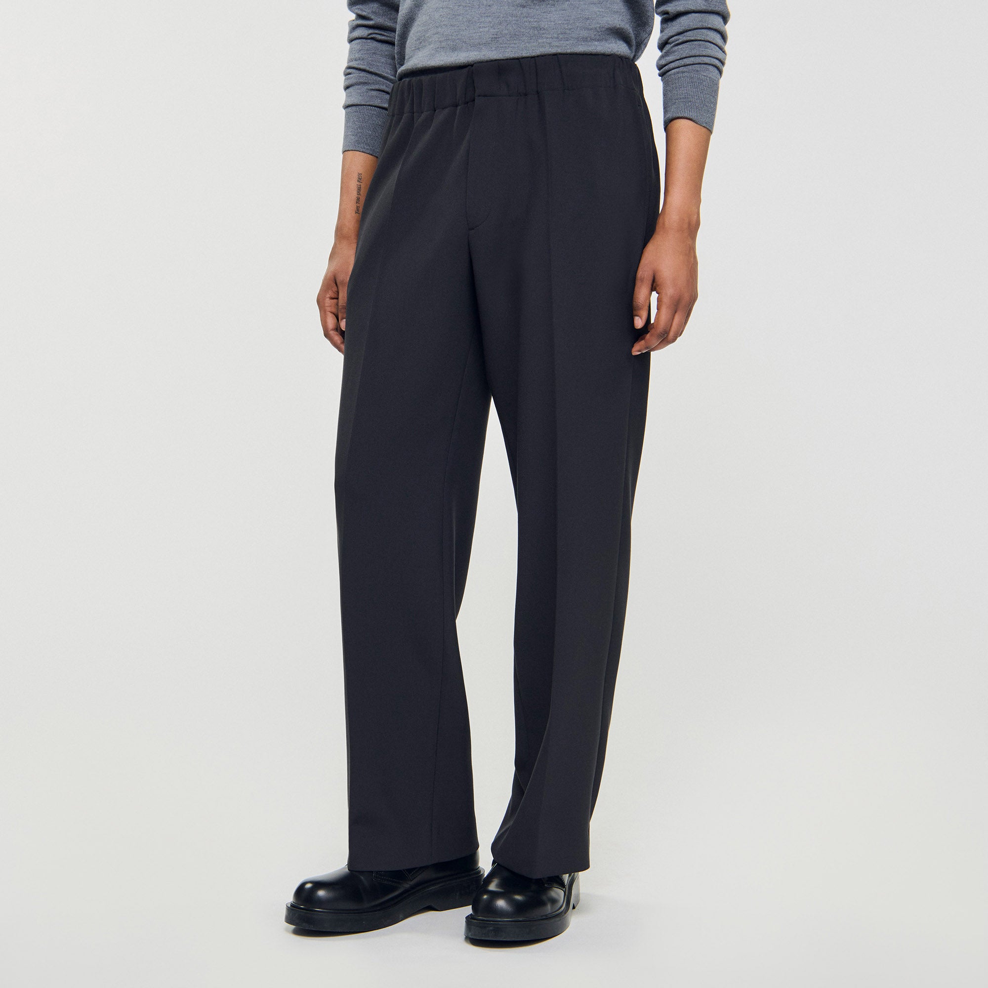Large Jersey Wide-Leg Trousers Dark Grey