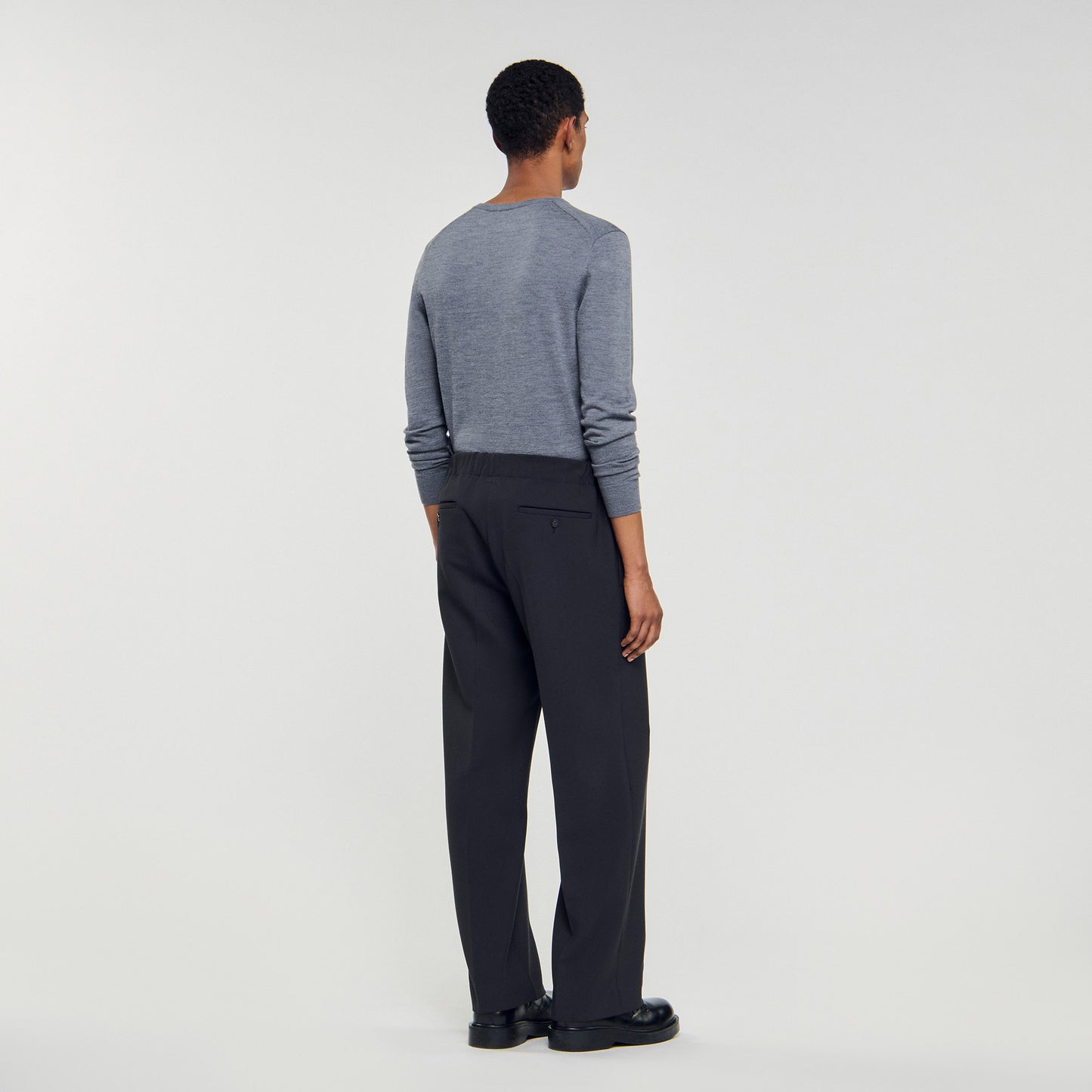 Large Jersey Wide-Leg Trousers Dark Grey