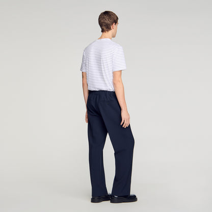 Large Jersey Wide-Leg Trousers Navy Blue