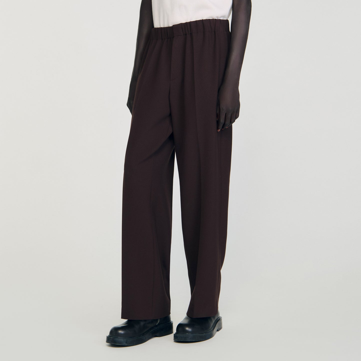 Large Jersey Wide-Leg Trousers Chocolate