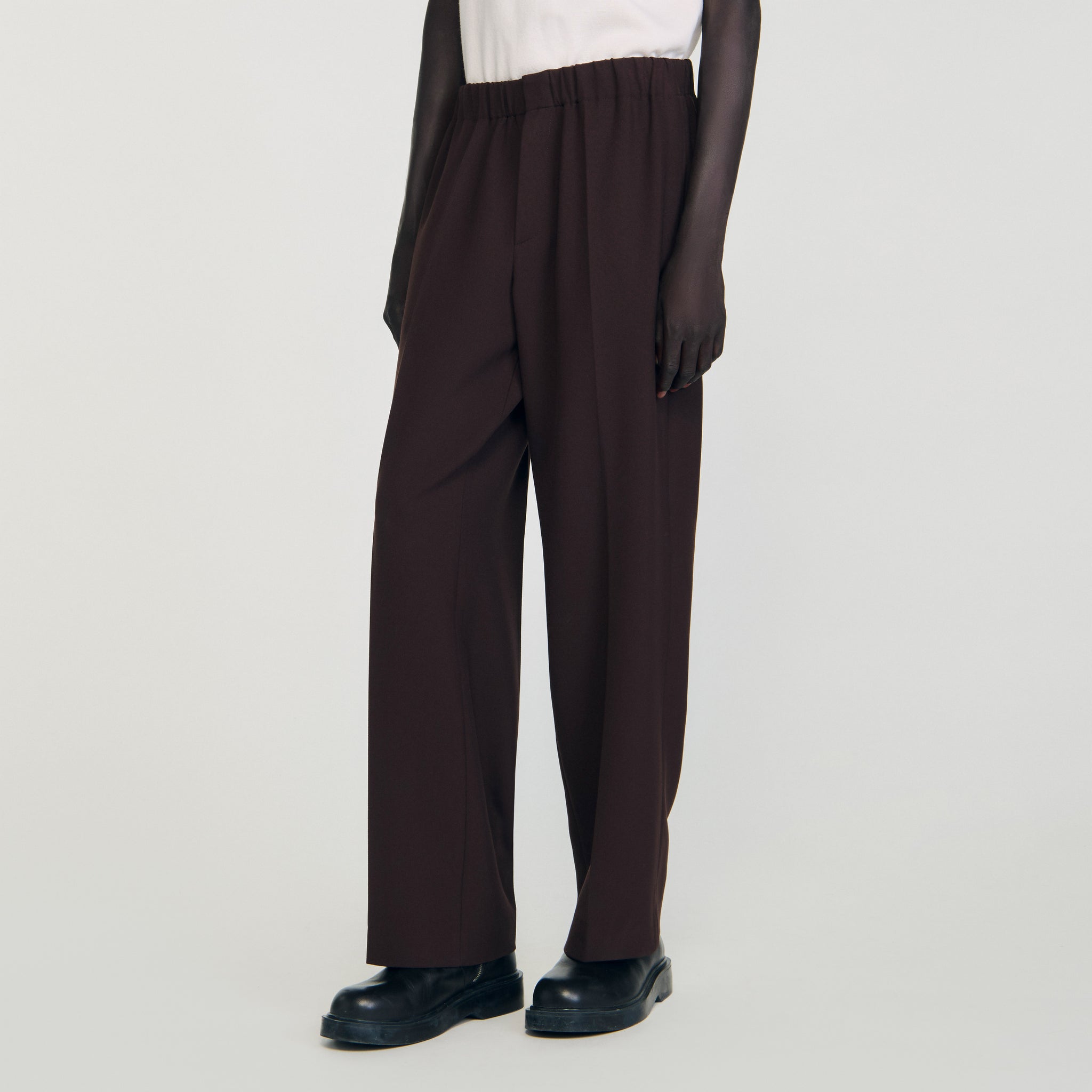 Large Jersey Wide-Leg Trousers Chocolate