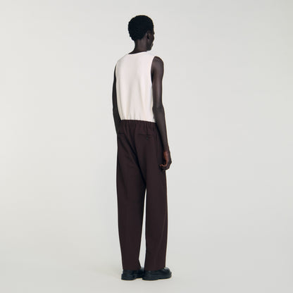 Large Jersey Wide-Leg Trousers Chocolate