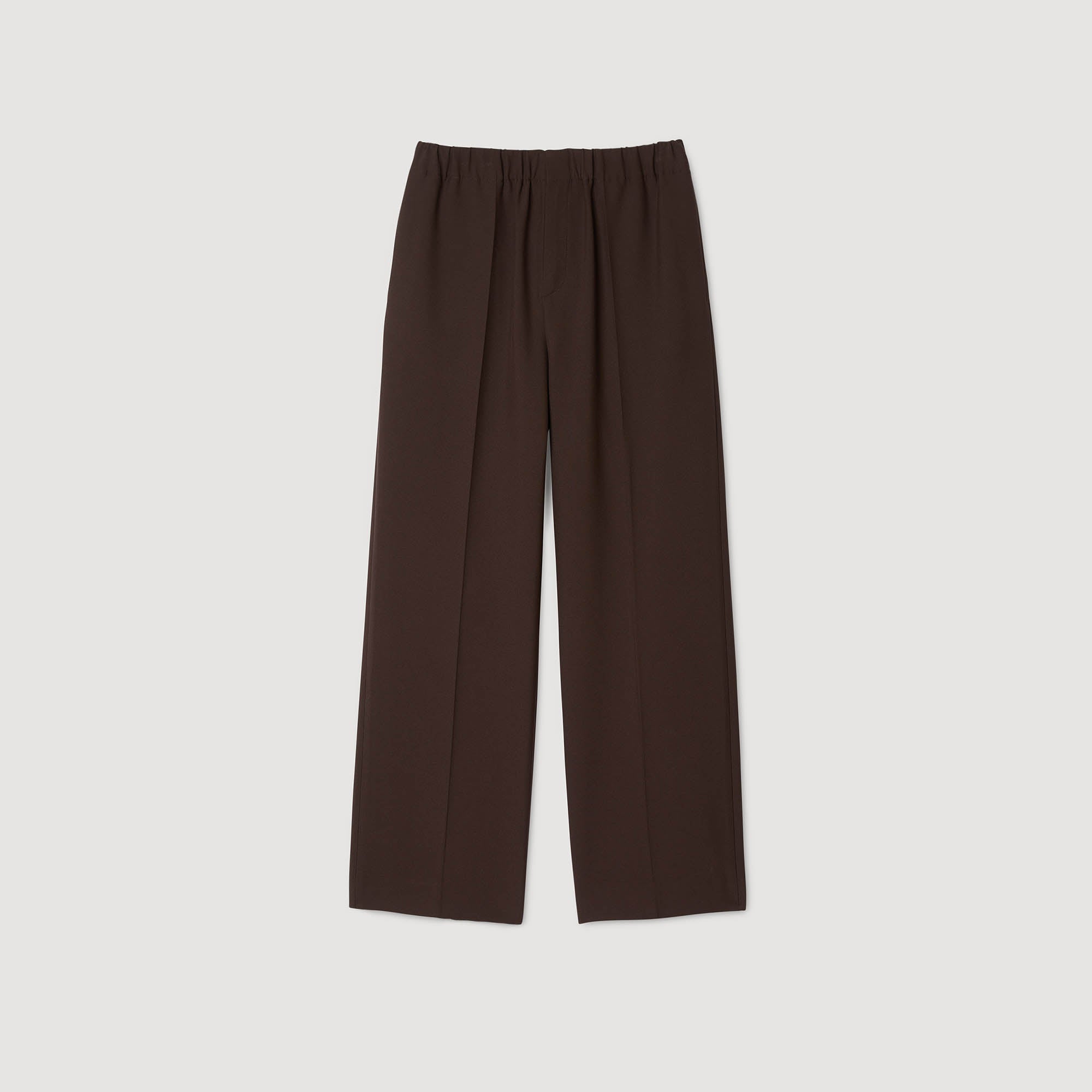 Large Jersey Wide-Leg Trousers Chocolate