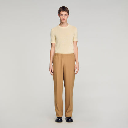 Large Jersey Wide-Leg Trousers Nut