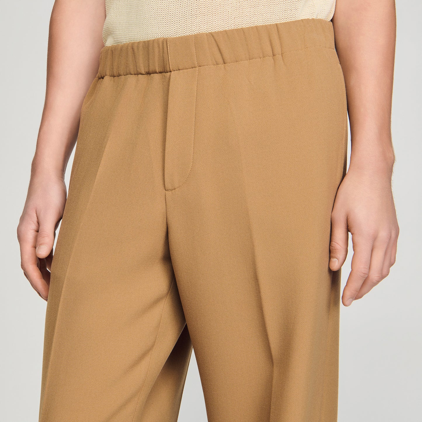 Large Jersey Wide-Leg Trousers Nut