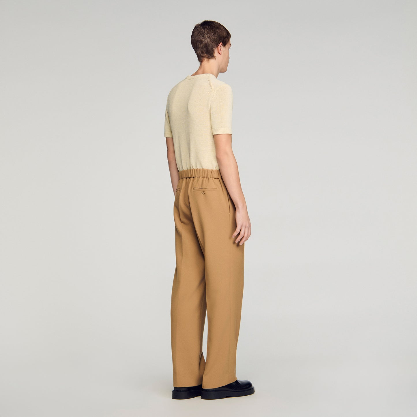 Large Jersey Wide-Leg Trousers Nut