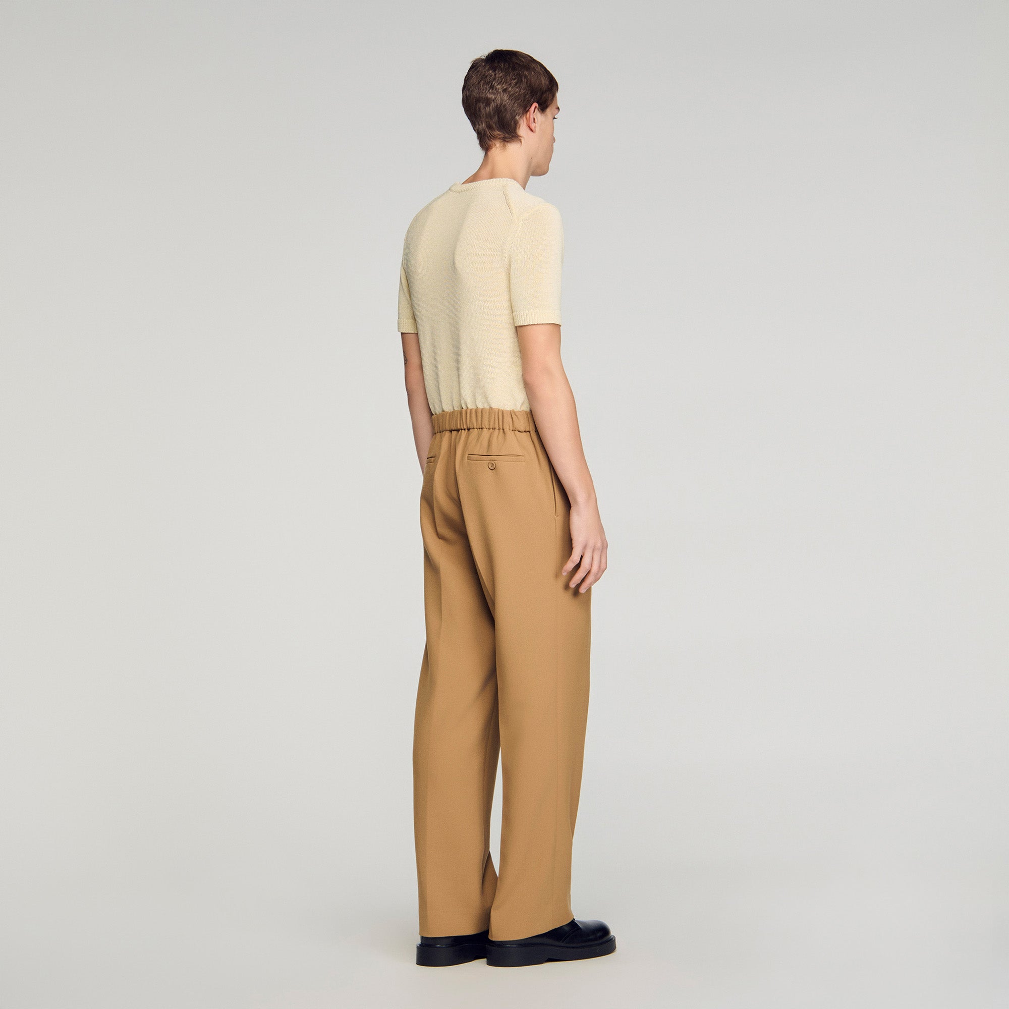 Large Jersey Wide-Leg Trousers Nut