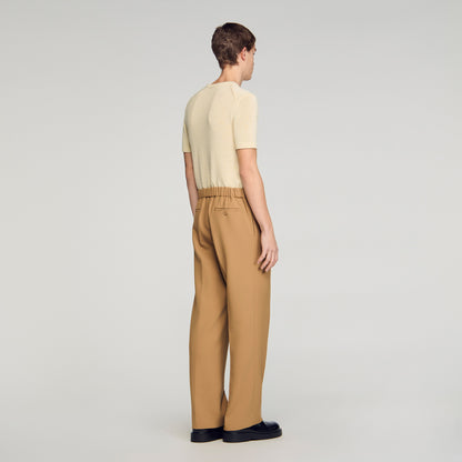 Large Jersey Wide-Leg Trousers Nut