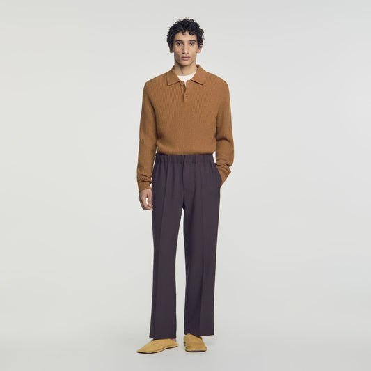 Large Jersey  Straight Leg Trousers Dark Chocolate