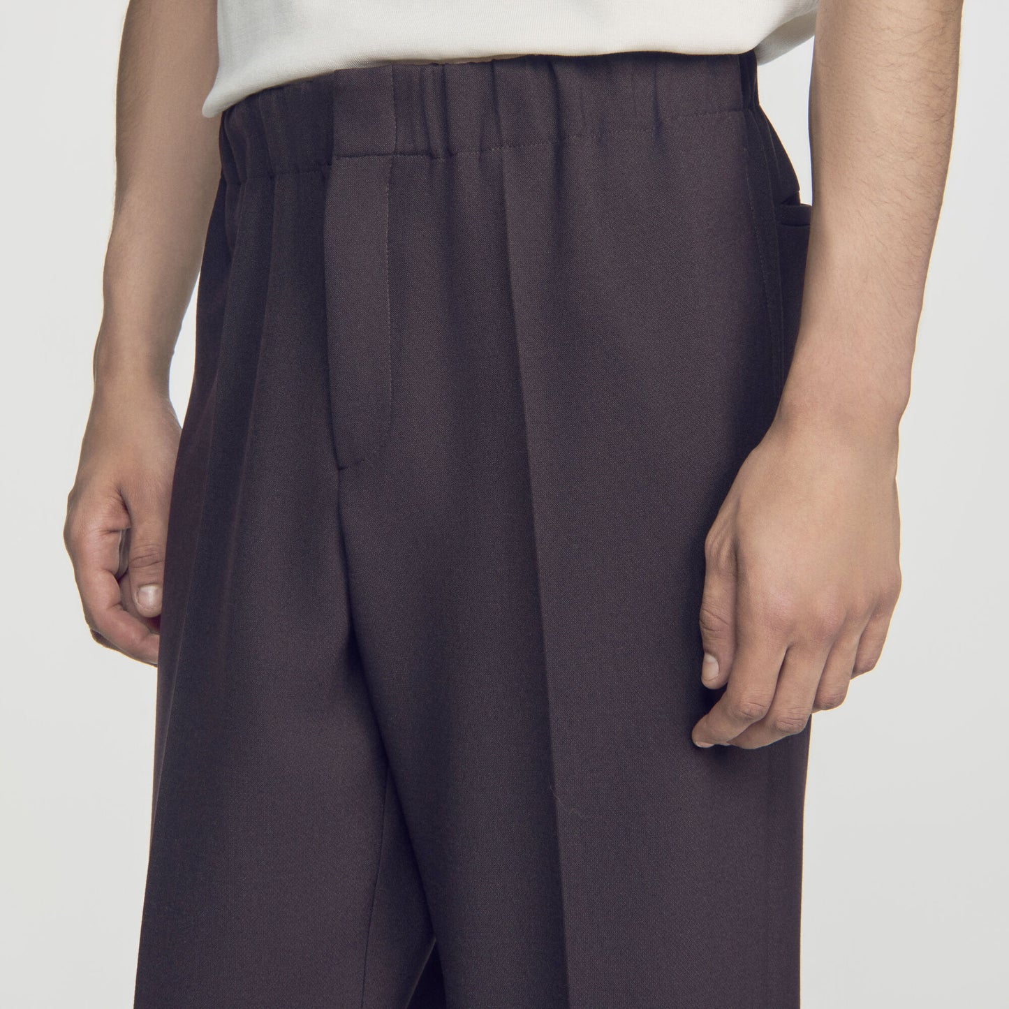Large Jersey  Straight Leg Trousers Dark Chocolate