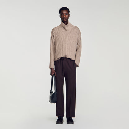 Large Jersey Wide-leg trousers Dark Taupe