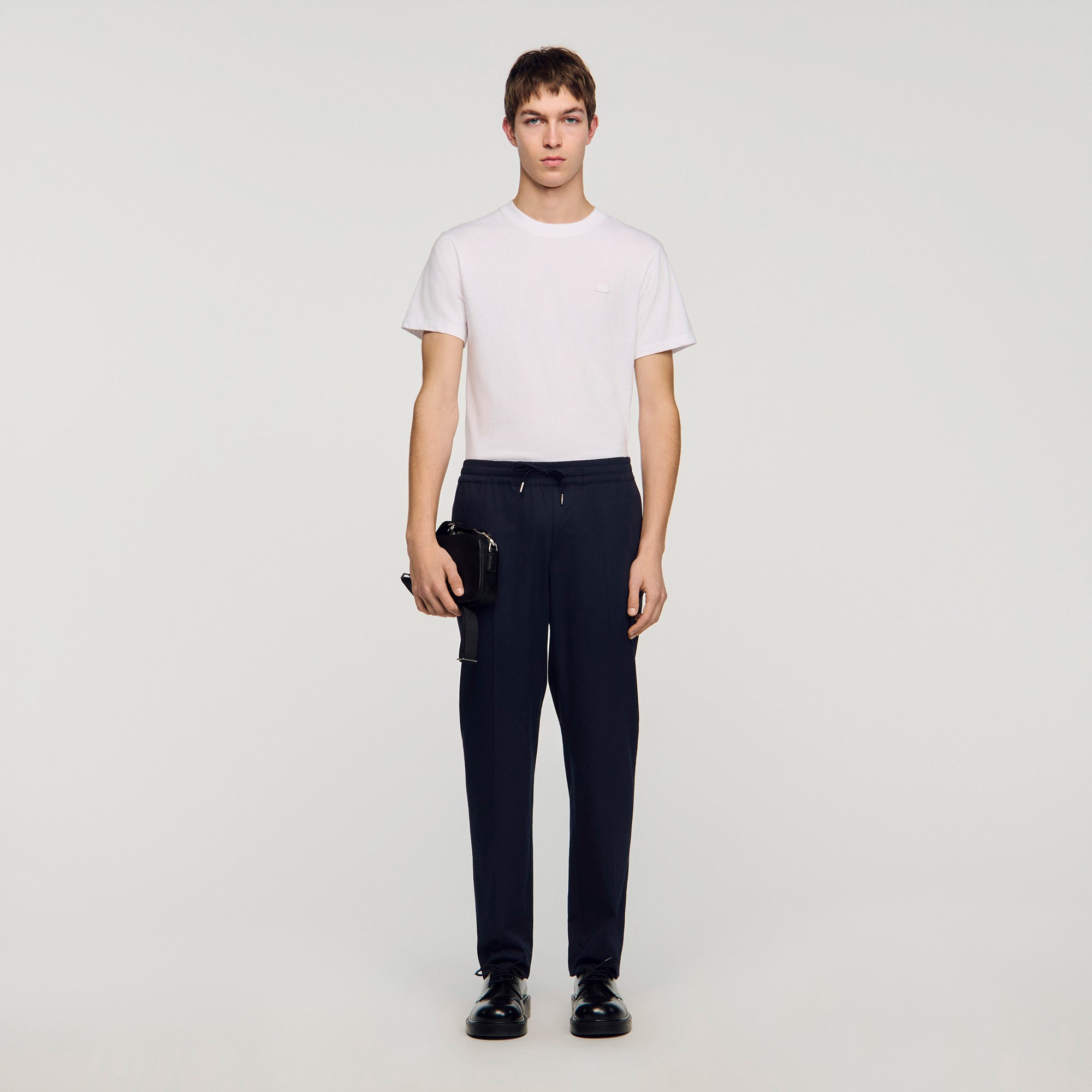 Elasticated Straight Leg Trousers Midnight Blue